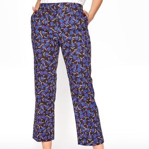 NWT Long Tall Sally Relaxed Compact Cotton Trouser - Blue floral print